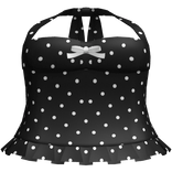 adorable black polka dot ruffled bow halter top 