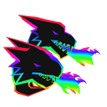 fire cartoony rainbow dragon