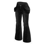 Flared Jeans with Hip Chains (Black)