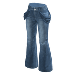 Flared Jeans with Hip Chains (Blue)