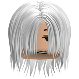 flat messy long emo boy hair w/ face - white