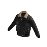 Fleece Collar Denim Jacket (Black)