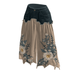 Floral Applique Irregular Hem Pants