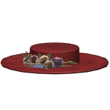 Floral Boater Elegant Red Hat w/ Flowers