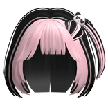 Fluffy Bob Panda Hair Clip Pigtail (Black & Pink)