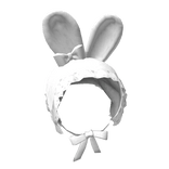 🍀Fluffy Bunny Hood w Bow Ribbon (White)