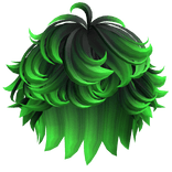 Fluffy Curly Messy Boy Hair (Black & Green)