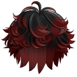 Fluffy Curly Messy Boy Hair (Black & Red)