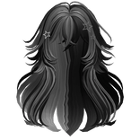 Fluffy Messy Wolfcut w/ Star Clips (Black&Grey)