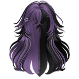 Fluffy Messy Wolfcut w/ Star Clips (Black&Purple)