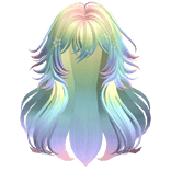 Fluffy Messy Wolfcut w/ Star Clips (Rainbow)