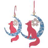 Pink fox and a pale blue moon Earrings