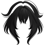 Fox Tips Anime Bangs Messy Black