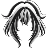 Fox Tips Anime Bangs Messy Black and White