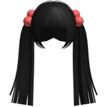 ♡ FREE : black kawaii hime pigtails + giant bobble