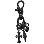 front chrome black cross dagger keychain,