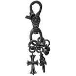 front chrome silver cross dagger keychain,