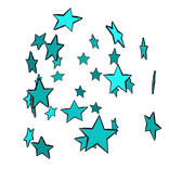 [Front] Cyan Star Explosion with Outline