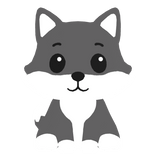 Front Left Cute Wolf Pet (Grey White)