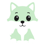 Front Left Cute Wolf Pet (Pastel Green White)