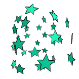 [Front] Turquoise Star Explosion with Outline