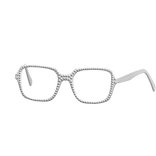 full white studded scene glasses