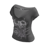 Emo Grunge Y2k Shirt Gray