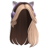 Gamer Girl Hair w/ Cute Cat Headphones (Purple)