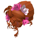 Ginger Pink Spring Floral Curly Messy Bun Hair