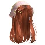 Ginger Wispy Hair W/ Mori Kei Pink & Green Bonnet