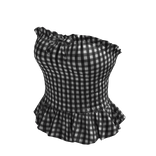 Gingham Ruffle Tube Top (Black)