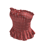 Gingham Ruffle Tube Top (Red)