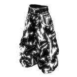 Glow Black White Emissive Pattern Baggy Pants