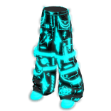 Glowing Emissive Cyber Y2K Cargo Pants Teal Blue