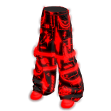 Glowing Emissive Cyber Y2K Scene Cargo Pants Red