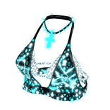 Glowing Punk Studded Halter Top Blue[MAX]