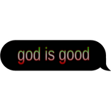 god is good text bubble red