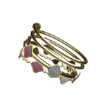 Gold Bangle Clover Bracelet Pink White Right
