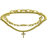 ♰ gold beaded cross chain necklace  (1.0) ♰