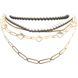 gold clover necklace stack with pearls 3.0