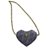 Gold Denim Crossbody Heart Purse 