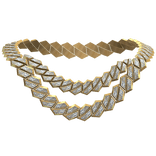 gold diamond double layered chain necklace