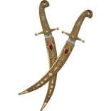 Gold Fantasy Esoteric Red Jewel Duo Daggers