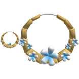 Gold Flowering Bamboo Hoop Earrings In Blue