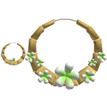 Gold Flowering Bamboo Hoop Earrings In Green