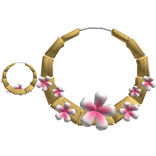 Gold Flowering Bamboo Hoop Earrings In Pink