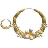 Gold Flowering Bamboo Hoop Earrings In Yellow