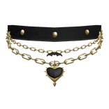 Gold Gothic Ribbed Heart Choker