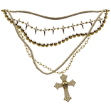 Gold necklace w/ diamond skull and cross