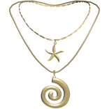 Gold Spiral Starfish Layered Necklace